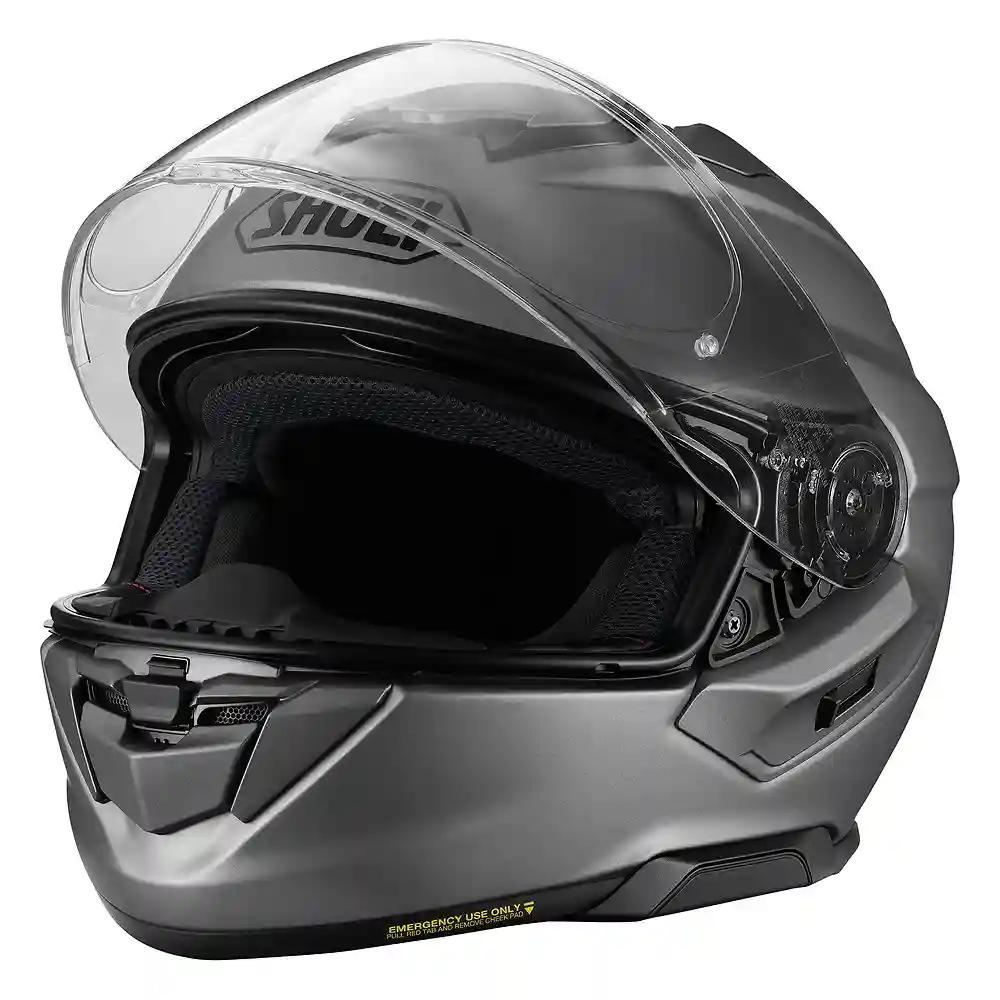 Primer plano de la construcción y material del GT-AIR 3 / Casco SHOEI - Moto Garage Miami
