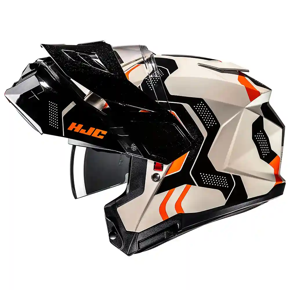 Primer plano de la construcción y material del i80 VELLY / Casco HJC - Moto Garage Miami