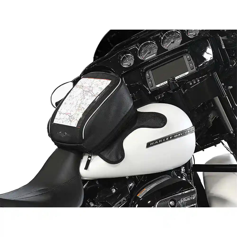 Vista frontal y diseño de calota del Bolsa Nelson Rigg JOURNEY HIGHWAY CRUISER - Moto Garage Miami