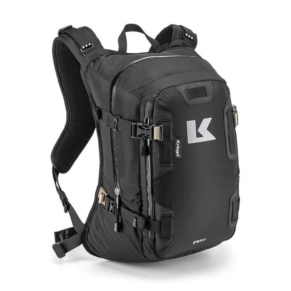 Vista frontal y diseño de calota del Mochila R20 - Moto Garage Miami