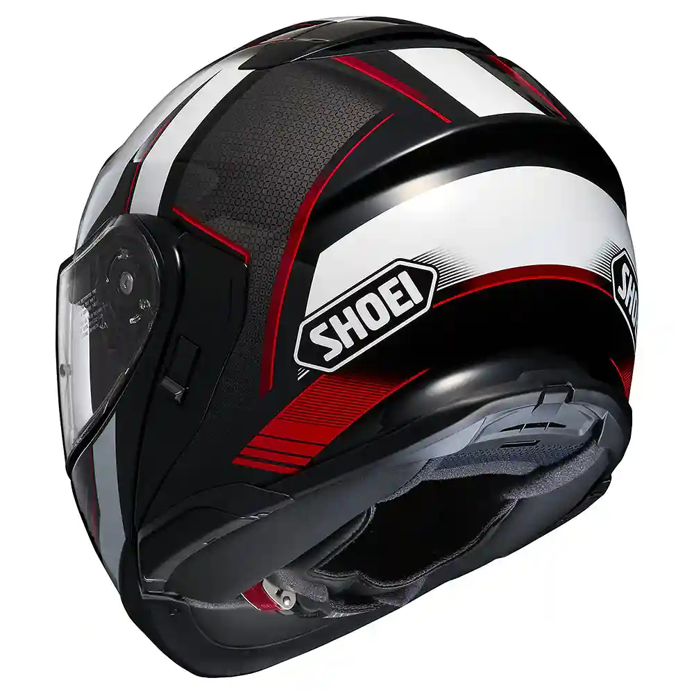 Vista frontal y diseño de calota del NEOTEC 3 GRASP Casco Shoei - Moto Garage Miami