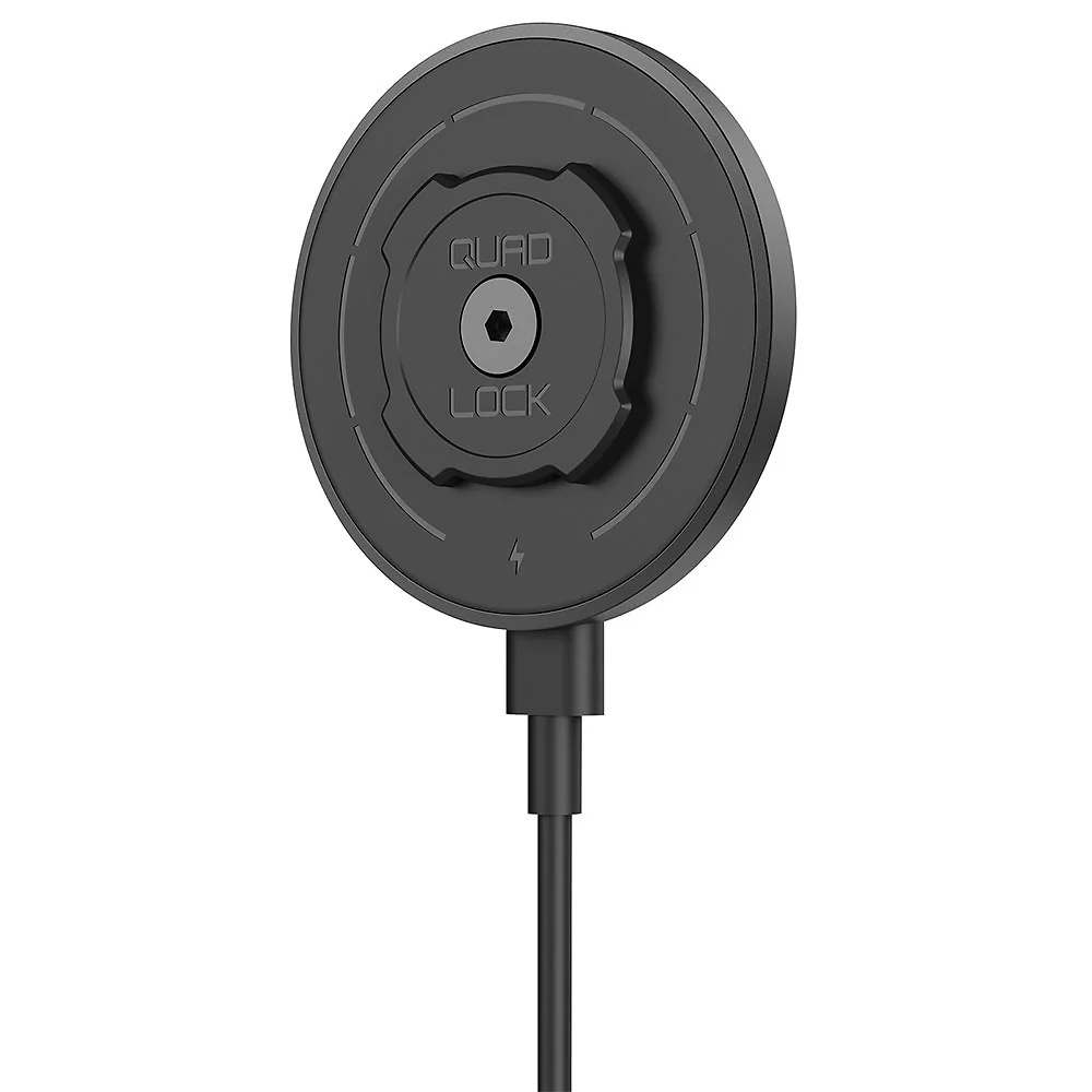 Vista frontal y diseño de calota del CABEZAL DE CARGA INALÁMBRICO MAG - V2 - Moto Garage Miami