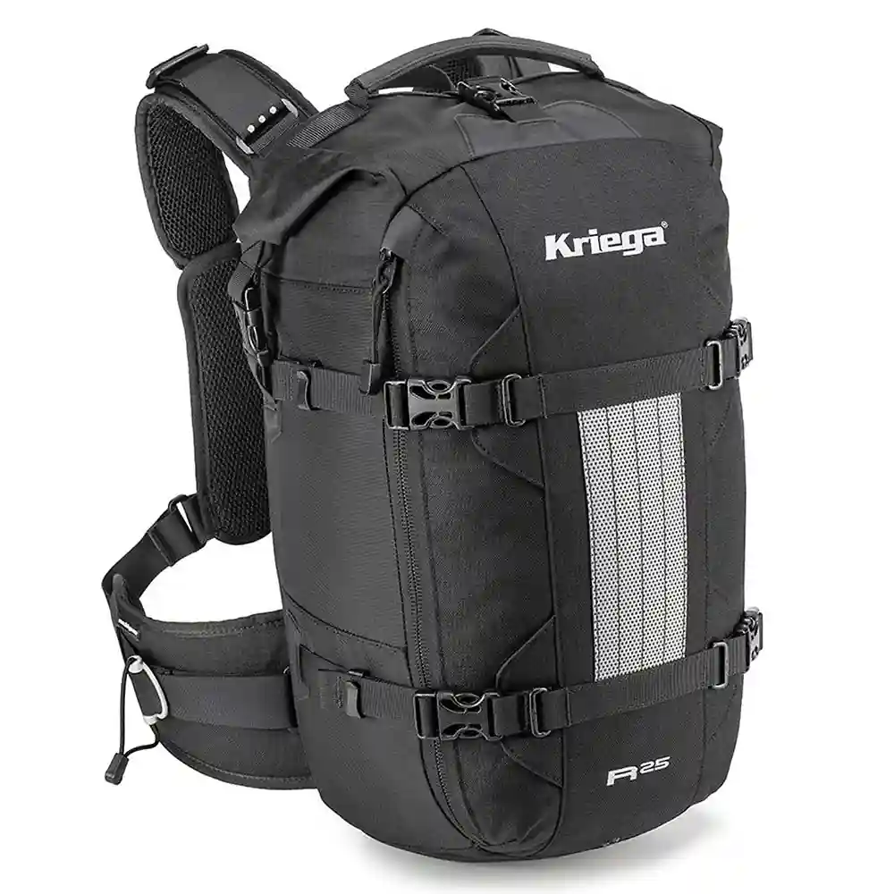 Vista frontal y diseño de calota del Mochila R25 V2 - Moto Garage Miami