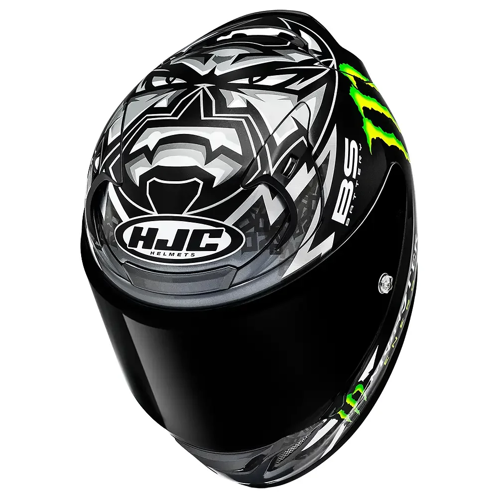 Detalle posterior y spoiler integrado del equipamiento RPHA 12N QUARTARARO REPLICA NEGRO / Casco HJC - Moto Garage Miami