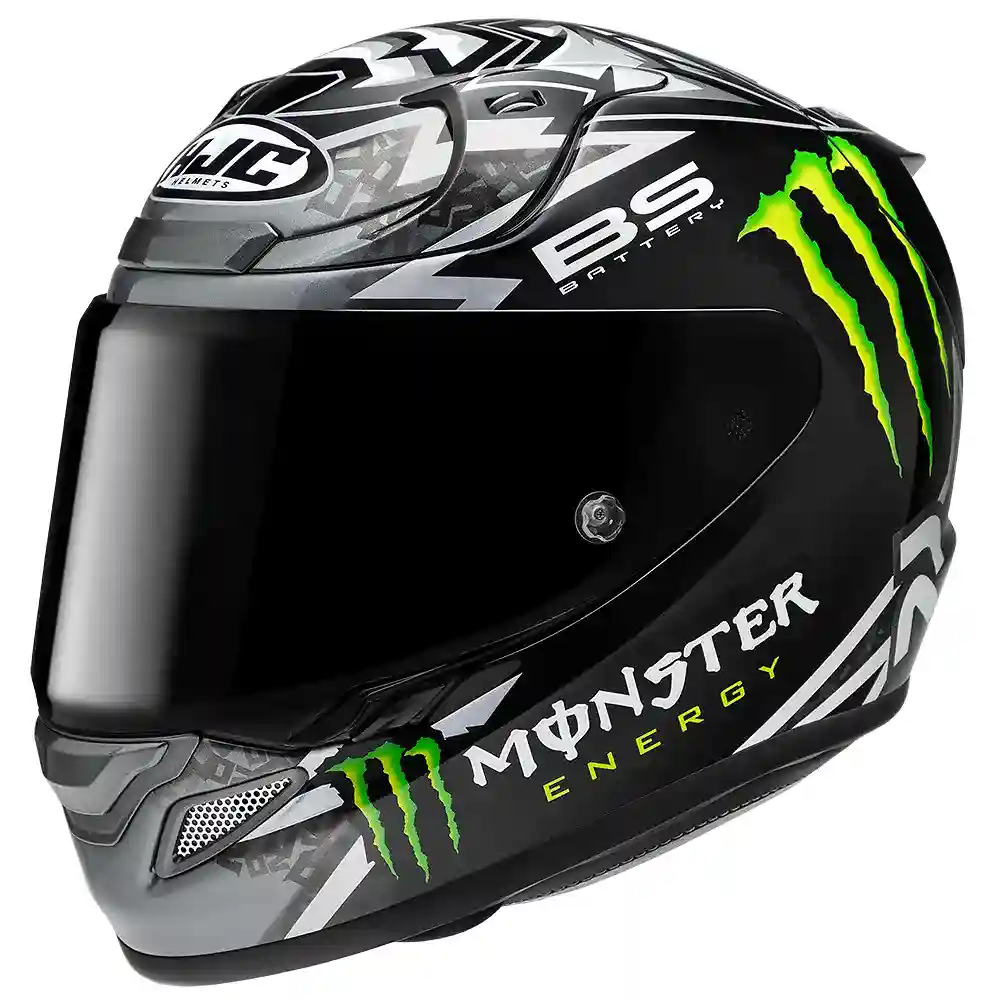 Toma estructural y acabado gráfico 2XL del modelo RPHA 12N QUARTARARO REPLICA NEGRO / Casco - Moto Garage Miami