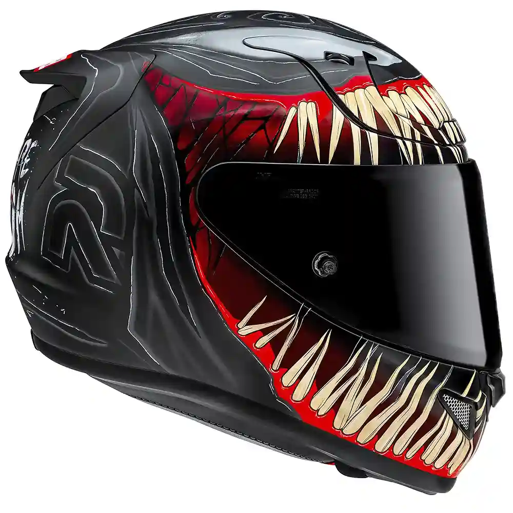 Primer plano de la construcción y material del RPHA 12N VENOM III / Casco HJC - Moto Garage Miami