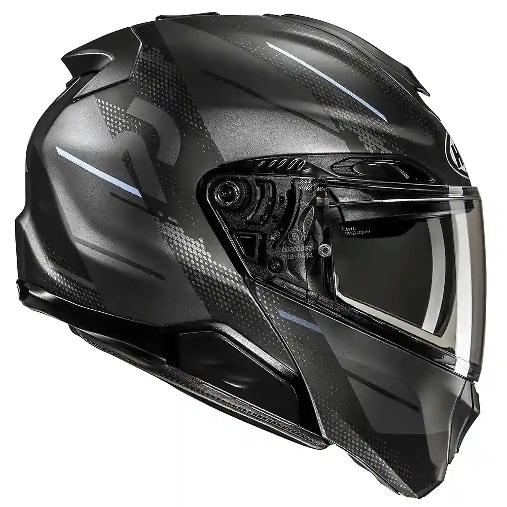 Vista frontal y diseño de calota del RPHA 91 BLAT / Casco HJC - Moto Garage Miami
