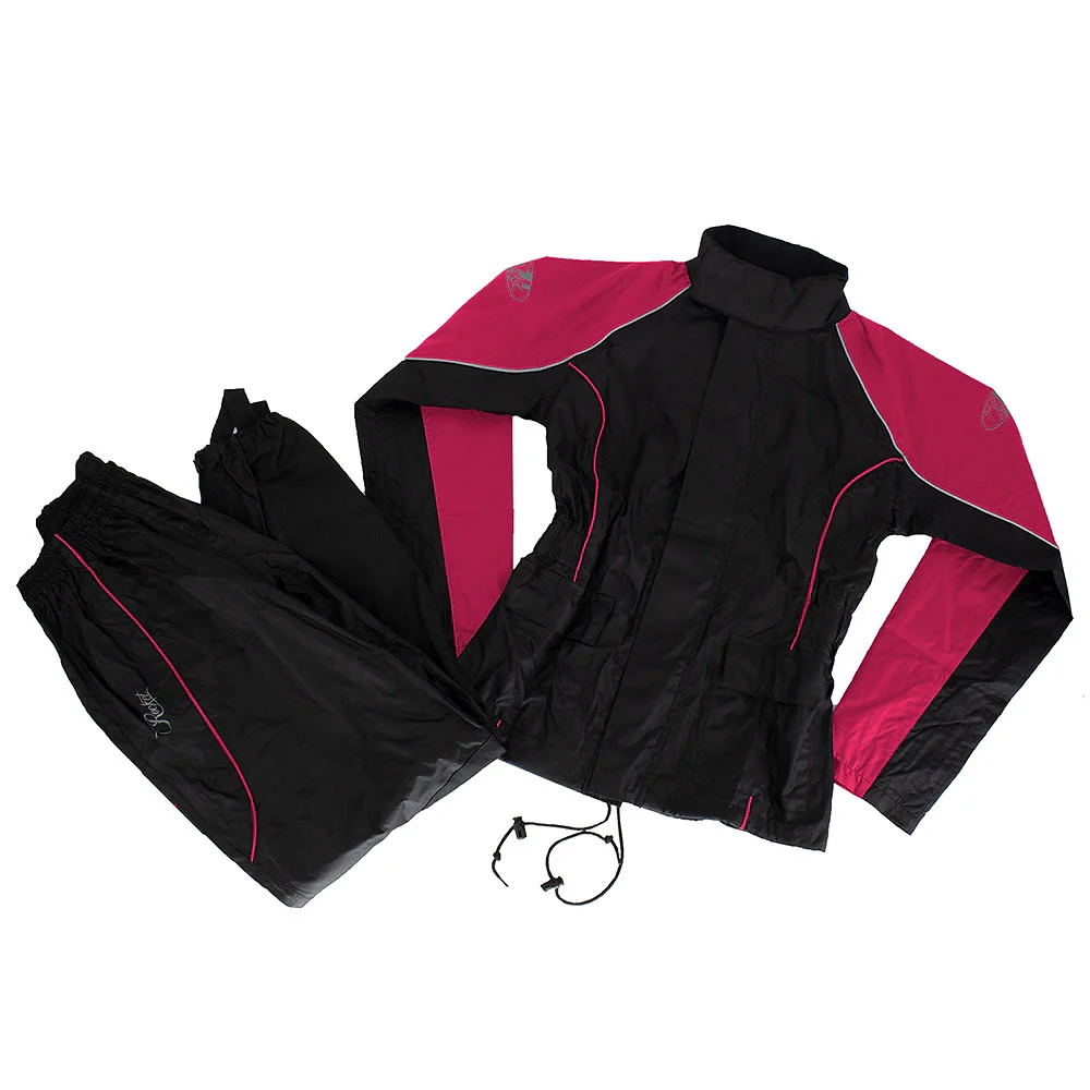 Toma estructural y acabado gráfico Negro/Rosa, 1 DIVA del modelo Traje de lluvia de 2 Piezas RS-2 (Mujer) - Moto Garage Miami