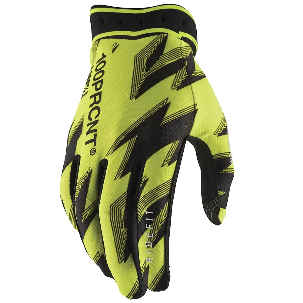 Toma estructural y acabado gráfico Amarillo Fluor/Negro, 2XL del modelo Ridefit 2 / Guantes 100% - Moto Garage Miami