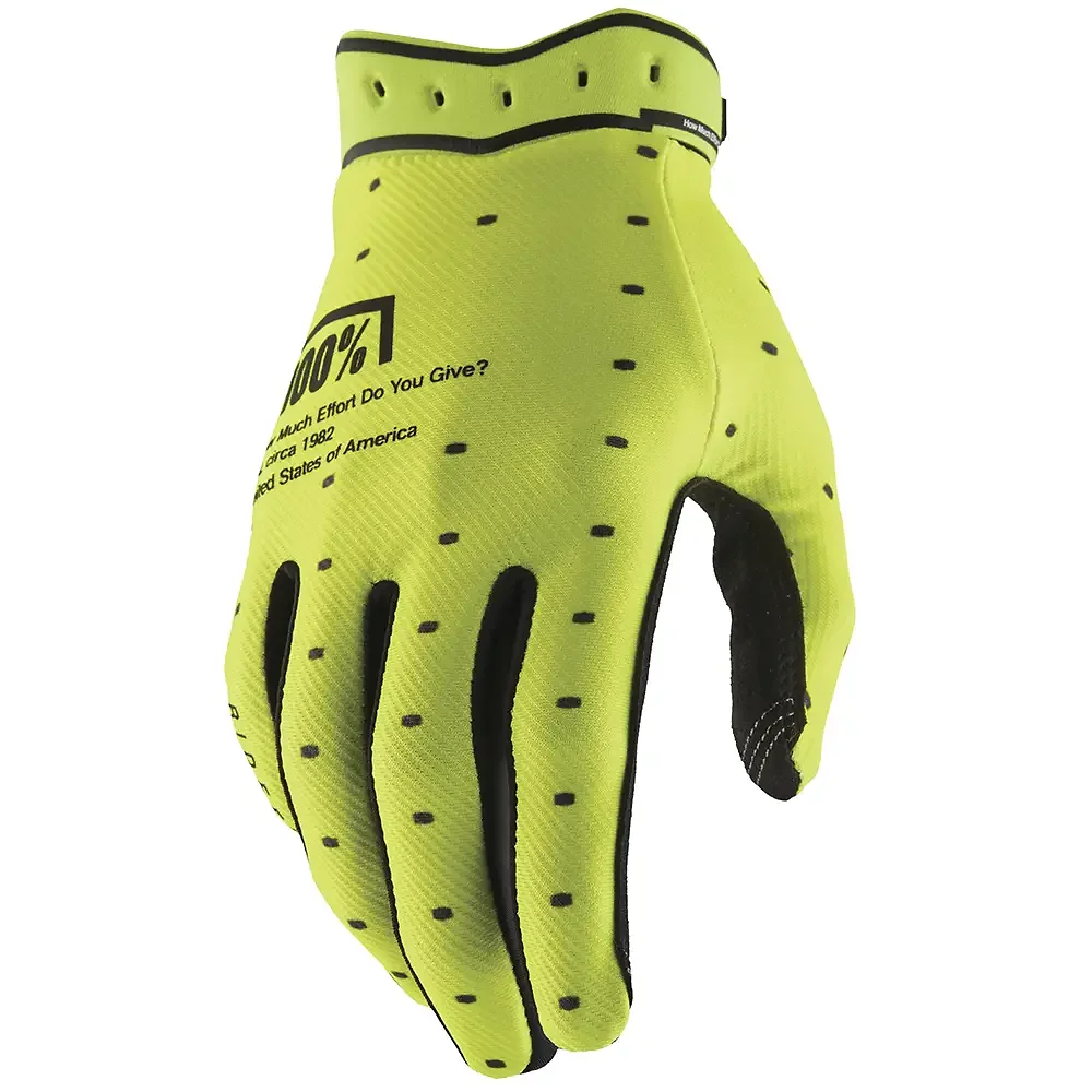 Materiales y estética visual de la versión Amarillo Fluor, 2XL del Ridefit 2 / Guantes 100% - Moto Garage Miami