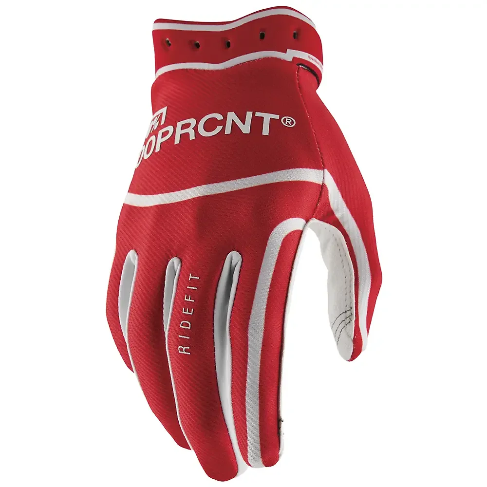 Detalle de pintura y diseño en tonalidad Blanco/Rojo, 2XL del Ridefit 2 / Guantes 100% - Moto Garage Miami
