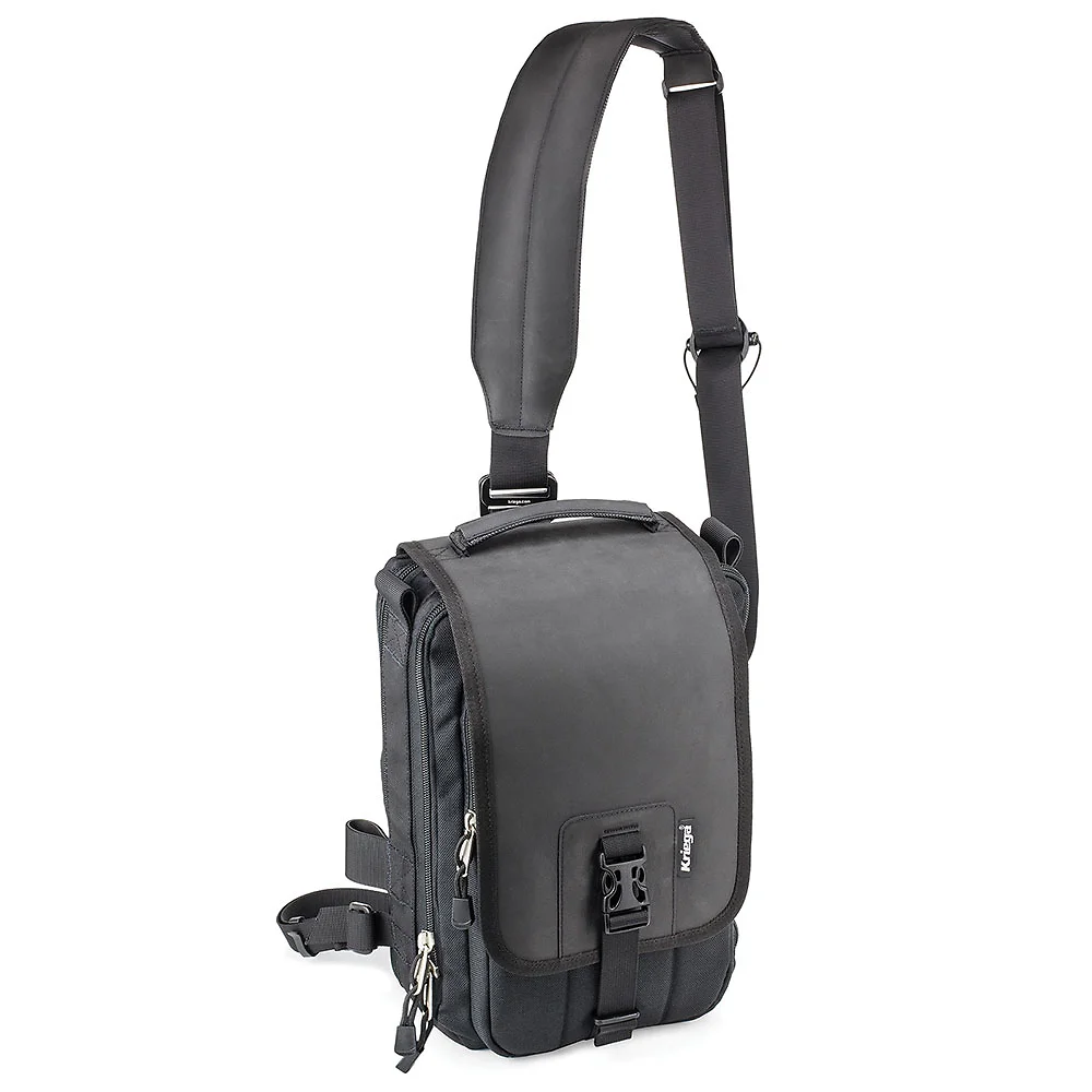 Vista frontal y diseño de calota del Kriega Bolsa de Mensajero SLING EDC - Moto Garage Miami