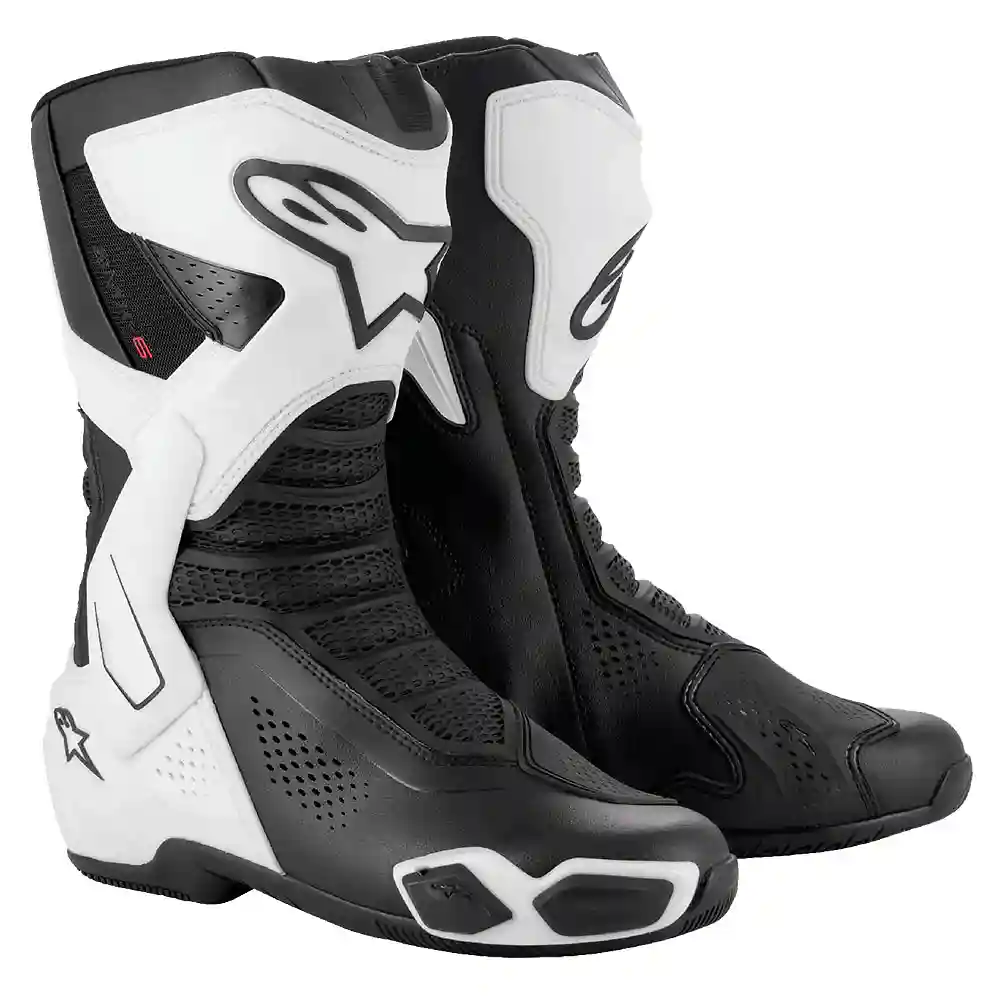 Toma estructural y acabado gráfico Negro/Blanco, 50 del modelo SMX-6 V3 ventiladas Botas - Moto Garage Miami