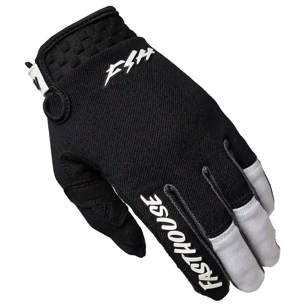 Vista frontal y diseño de calota del Speed Style Hudson / Guantes Fasthouse - Moto Garage Miami