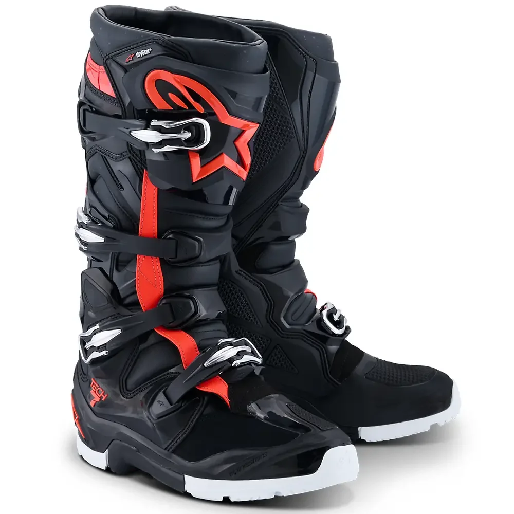 Toma estructural y acabado gráfico Negro/Rojo Fluor/Blanco, 13 del modelo TECH 7 Enduro Drystar® / Botas - Moto Garage Miami