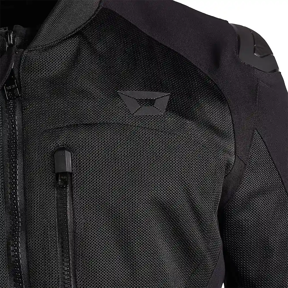 Vista frontal y diseño de calota del VERSA-FLO Chaqueta Cortech - Moto Garage Miami