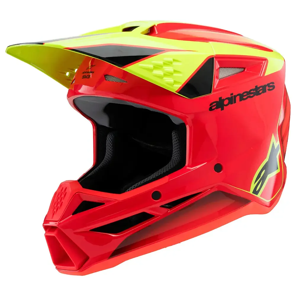 Materiales y estética visual de la versión Rojo/Amarillo Fluor/Negro, S Juvenil del SM3 FRAY (NIÑOS) - Casco - Moto Garage Miami