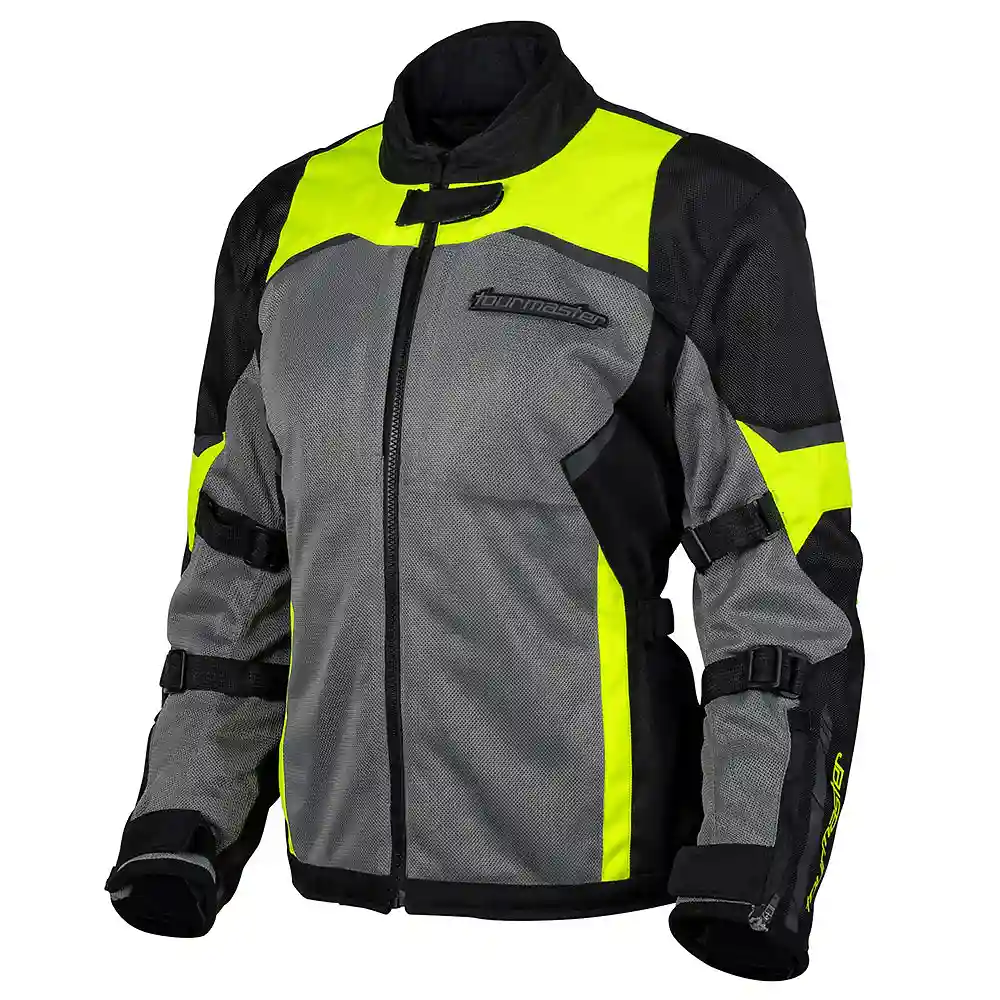 Toma estructural y acabado gráfico Negro/Alta Visibilidad, XL del modelo INTAKE AIR (Mujer) Chaqueta - Moto Garage Miami