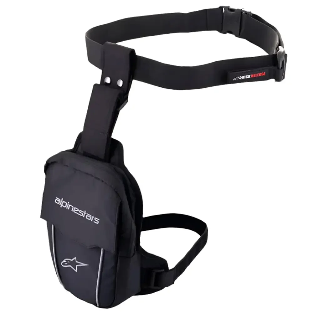 Vista frontal y diseño de calota del ACCESS Thigh / Bolsa de Pierna Alpinestars - Moto Garage Miami