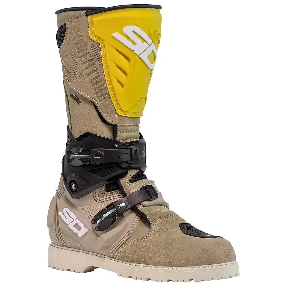 Materiales y estética visual de la versión Arena/Ocre, 50 del ADVENTURE 2 GORE / Botas - Moto Garage Miami