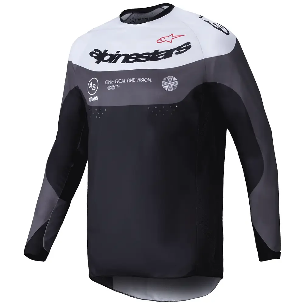 Materiales y estética visual de la versión Negro/Gris Imán/Blanco, 2XL del Jersey Pro-Dura - Moto Garage Miami