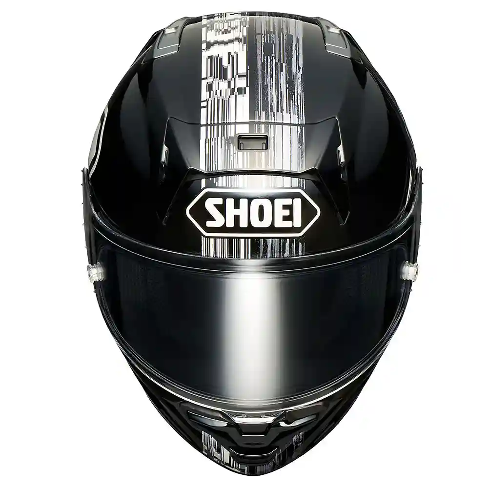 Detalle posterior y spoiler integrado del equipamiento X-FIFTEEN CROSS LOGO / Casco SHOEI - Moto Garage Miami