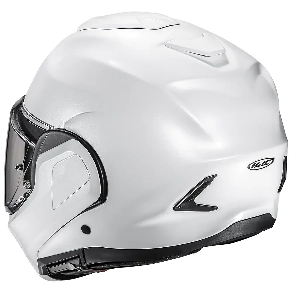 Primer plano de la construcción y material del F100 / Casco HJC - Moto Garage Miami