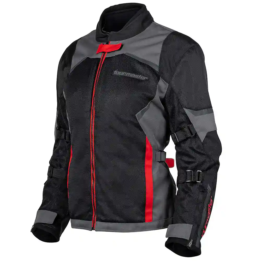 Materiales y estética visual de la versión Negro/Gris/Rojo, XL del INTAKE AIR (Mujer) Chaqueta - Moto Garage Miami