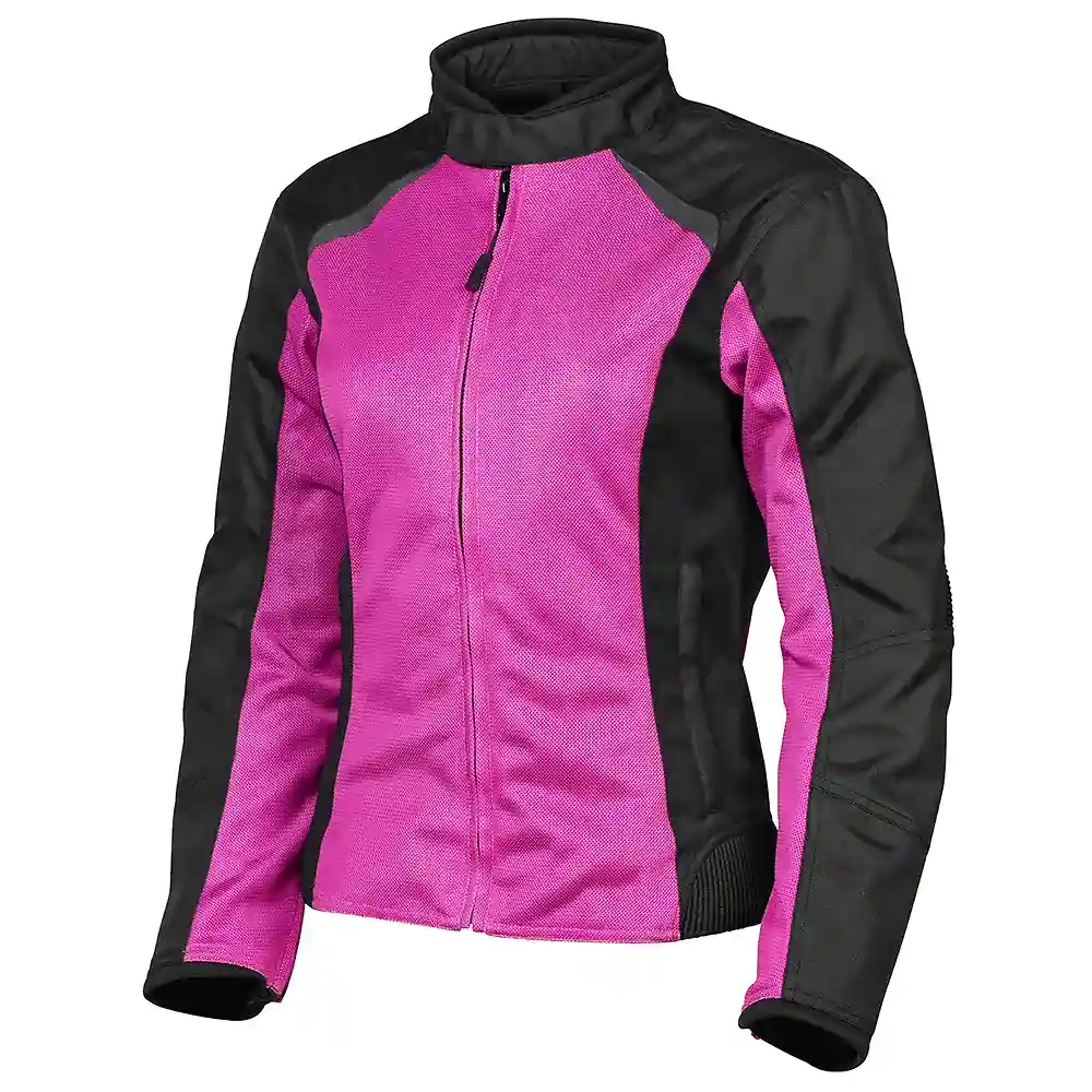 Toma estructural y acabado gráfico Rosa/Negro, L del modelo JOSEI Mesh Mujer / Chaqueta - Moto Garage Miami