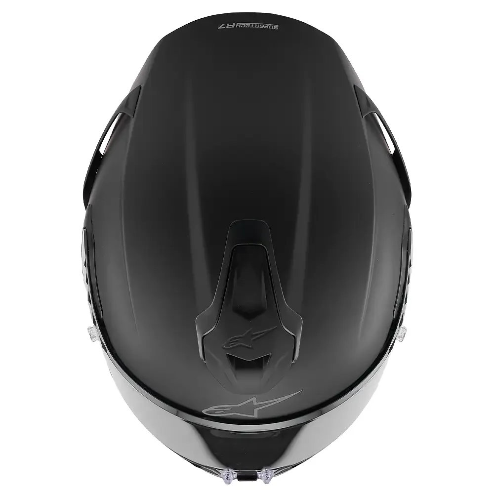 Primer plano de la construcción y material del S-R7 Sólido / Casco Alpinestars - Moto Garage Miami