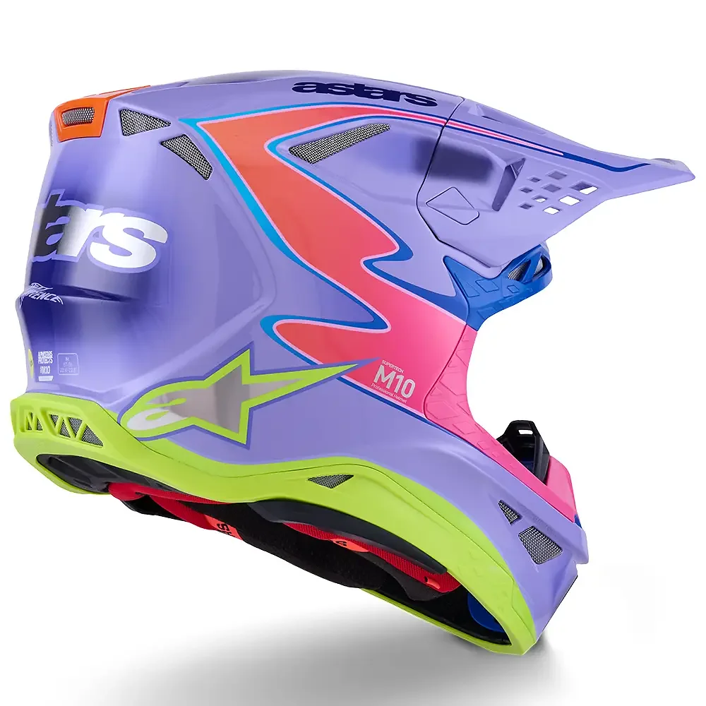 Primer plano de la construcción y material del SUPERTECH M10 Jett Lawrence R01 Casco Alpinestars - Moto Garage Miami