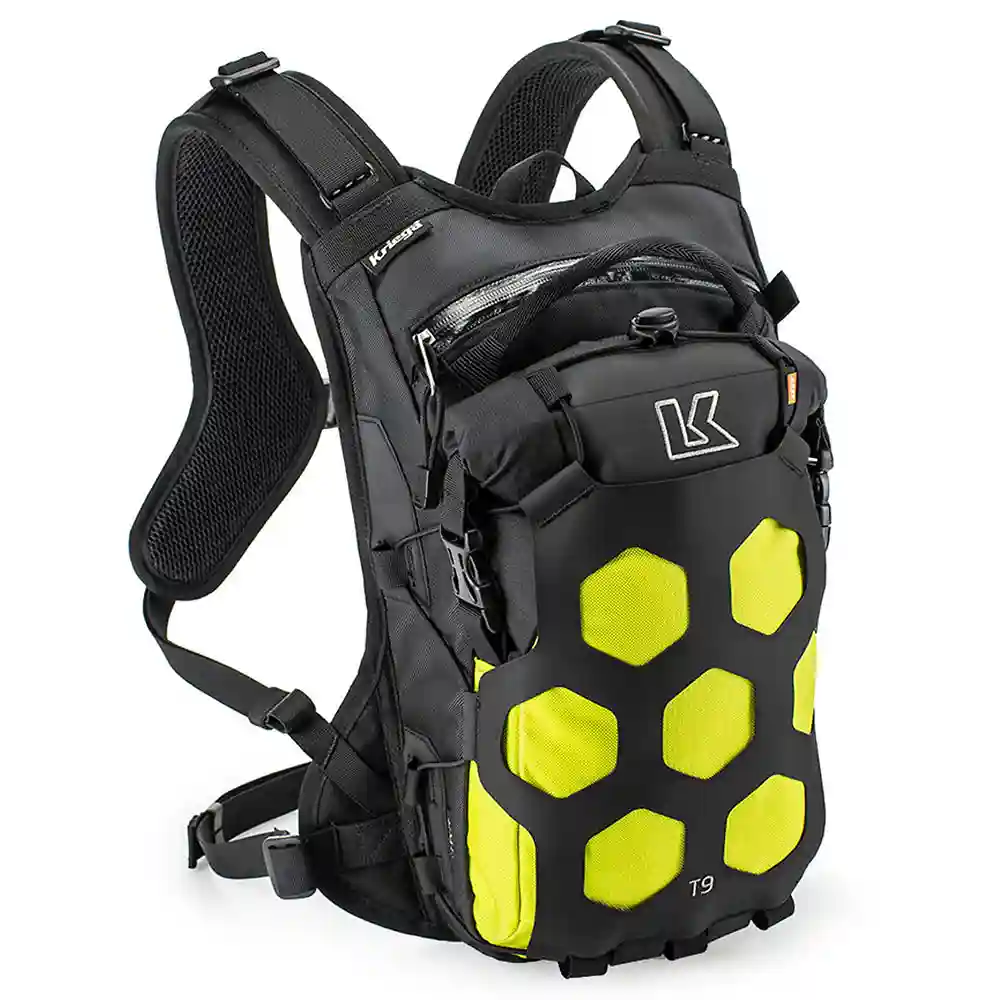 Detalle de pintura y diseño en tonalidad Lima del Mochila TRAIL 9 ADVENTURE - Moto Garage Miami