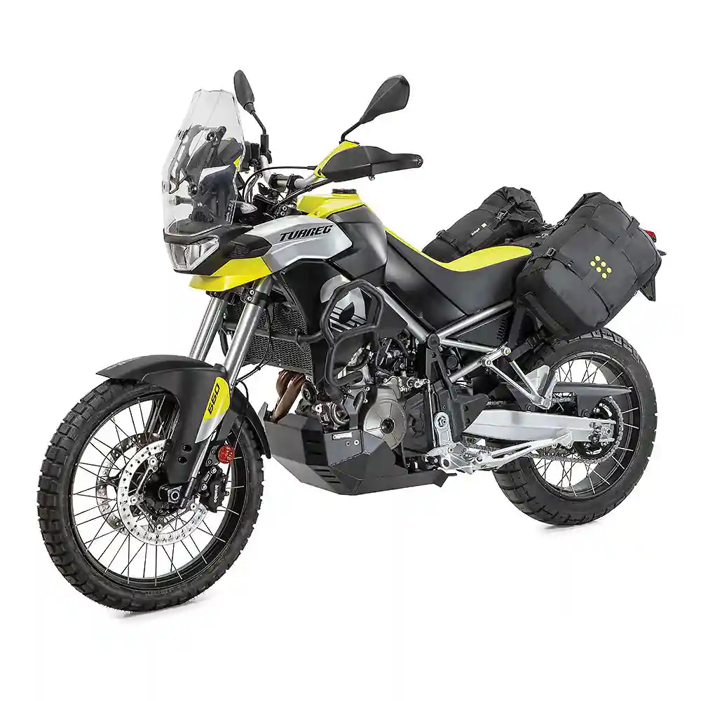 Vista frontal y diseño de calota del Base-OS APRILIA TUAREG 660 - Moto Garage Miami
