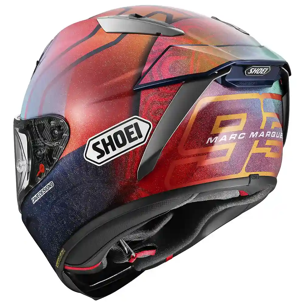 Acabados interiores y sistema de retención del modelo X-FIFTEEN MARQUEZ HOLI / Casco SHOEI - Moto Garage Miami